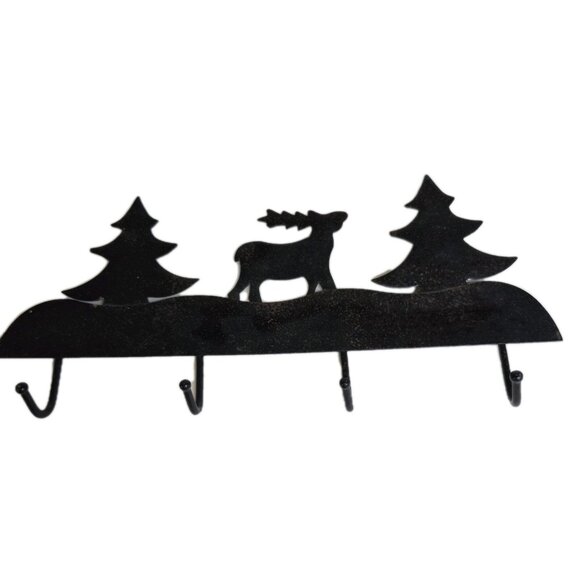 Rustic PINE Tree ELK 4 HOOK key Holder Wall Pioneer Cabin - Picture 1 of 10